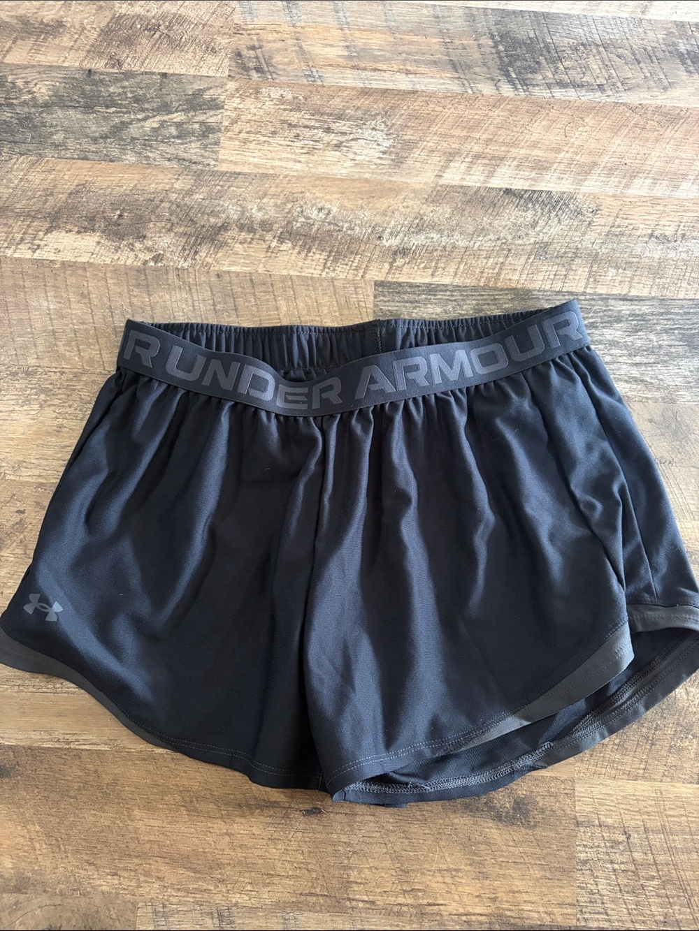 Under Armour Women's Black Athletic Running Shorts with Logo Waistband